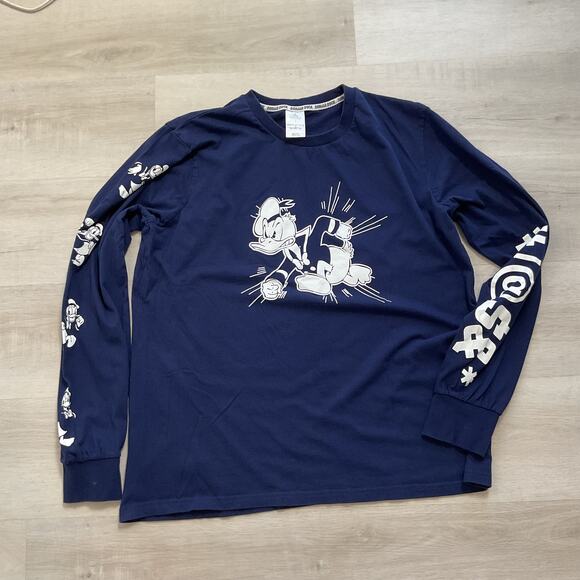 Official Disney Store Donald Duck Pure Cotton Long Sleeve Tee Navy Blue Large - Picture 1 of 13